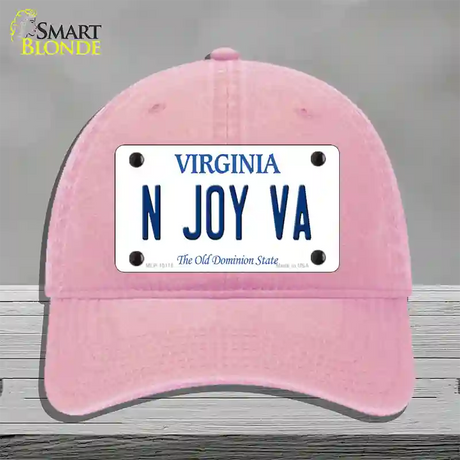 N Joy VA Virginia Novelty License Plate Hat Unconstructed Cotton / Pink