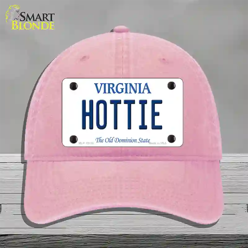 Hottie Virginia Novelty License Plate Hat Unconstructed Cotton / Pink