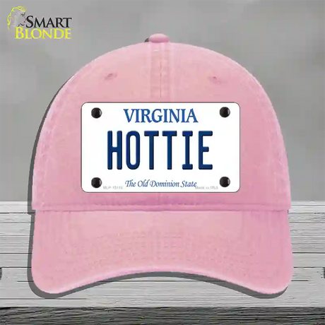 Hottie Virginia Novelty License Plate Hat Unconstructed Cotton / Pink