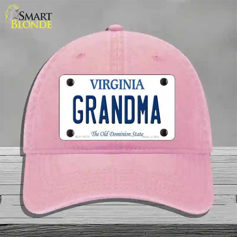 Grandma Virginia Novelty License Plate Hat Unconstructed Cotton / Pink