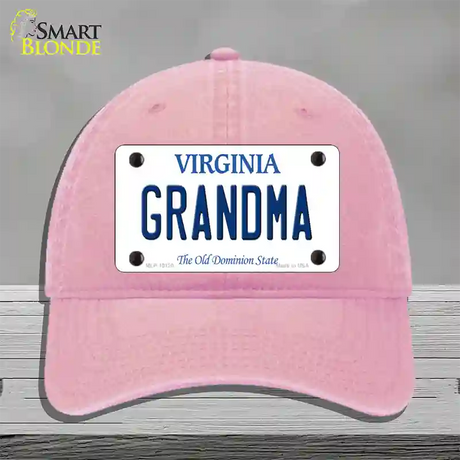 Grandma Virginia Novelty License Plate Hat Unconstructed Cotton / Pink