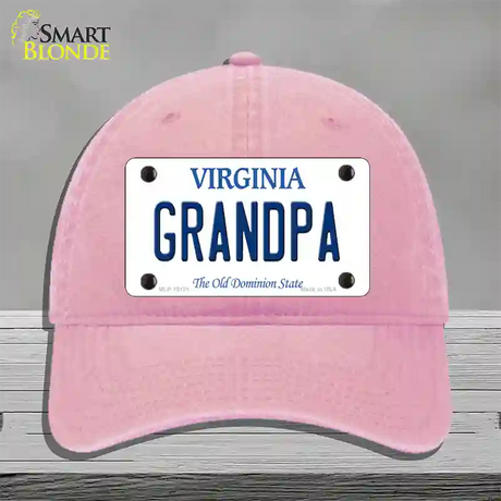 Grandpa Virginia Novelty License Plate Hat Unconstructed Cotton / Pink