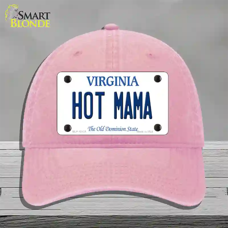 Hot Mama Virginia Novelty License Plate Hat Unconstructed Cotton / Pink