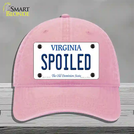 Spoiled Virginia Novelty License Plate Hat Unconstructed Cotton / Pink