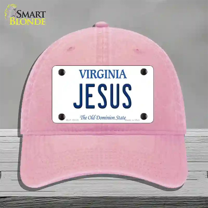 Jesus Virginia Novelty License Plate Hat Unconstructed Cotton / Pink