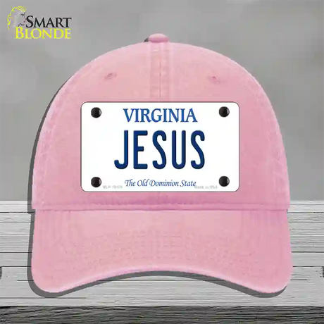 Jesus Virginia Novelty License Plate Hat Unconstructed Cotton / Pink