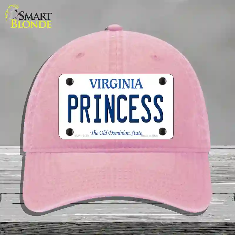 Princess Virginia Novelty License Plate Hat Unconstructed Cotton / Pink