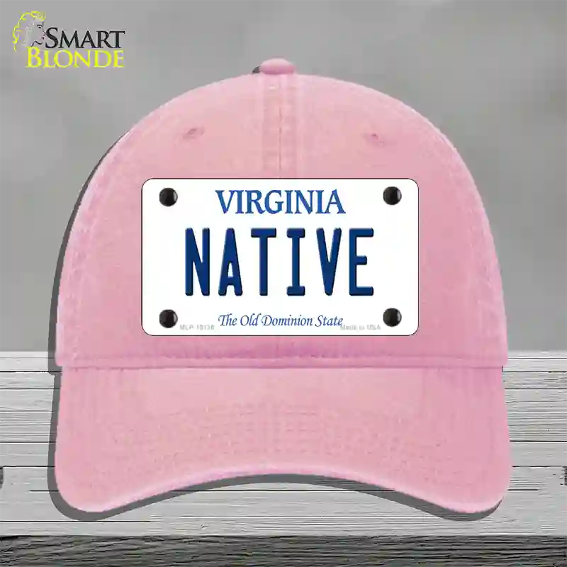 Native Virginia Novelty License Plate Hat Unconstructed Cotton / Pink