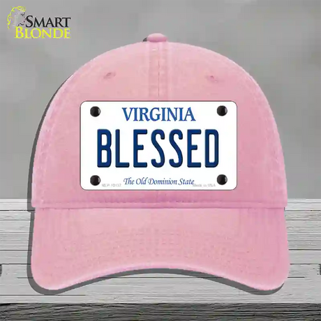 Blessed Virginia Novelty License Plate Hat Unconstructed Cotton / Pink