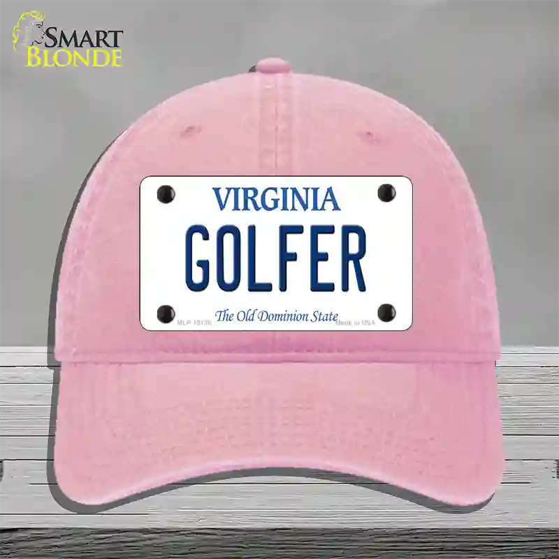 Golfer Virginia Novelty License Plate Hat Unconstructed Cotton / Pink