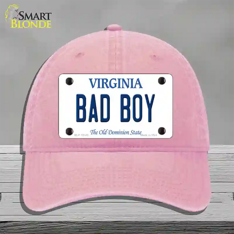 Bad Boy Virginia Novelty License Plate Hat Unconstructed Cotton / Pink