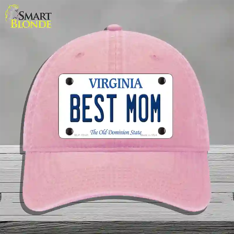 Best Mom Virginia Novelty License Plate Hat Unconstructed Cotton / Pink