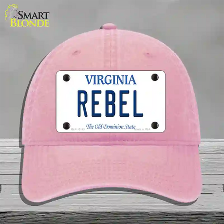 Rebel Virginia Novelty License Plate Hat Unconstructed Cotton / Pink