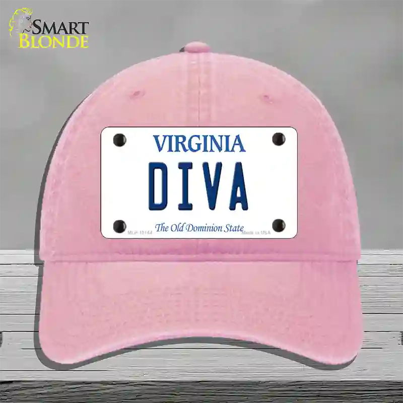 Diva Virginia Novelty License Plate Hat Unconstructed Cotton / Pink