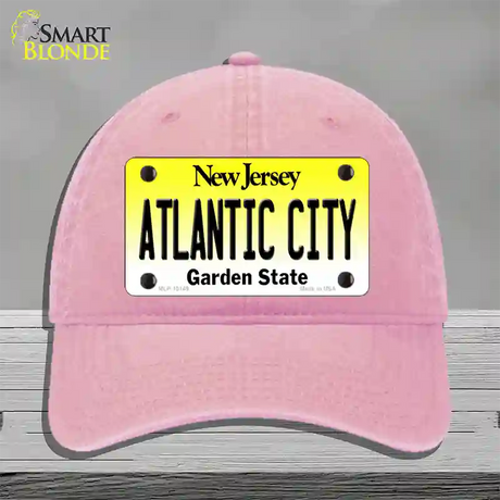 Atlantic City New Jersey Novelty License Plate Hat Unconstructed Cotton / Pink