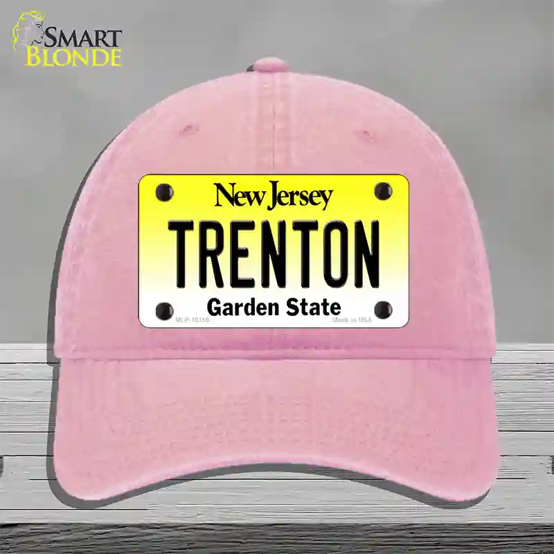 Trenton New Jersey Novelty License Plate Hat Unconstructed Cotton / Pink