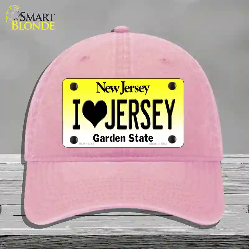 I Love Jersey New Jersey Novelty License Plate Hat Unconstructed Cotton / Pink