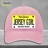 Jersey Girl New Jersey Novelty License Plate Hat Unconstructed Cotton / Pink