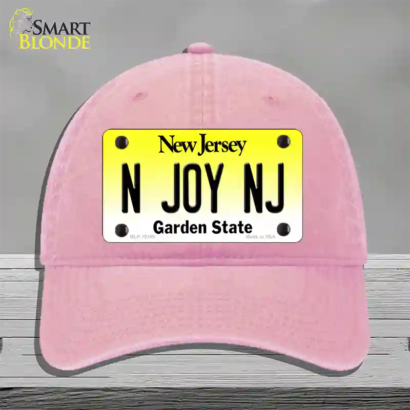 N Joy NJ New Jersey Novelty License Plate Hat Unconstructed Cotton / Pink