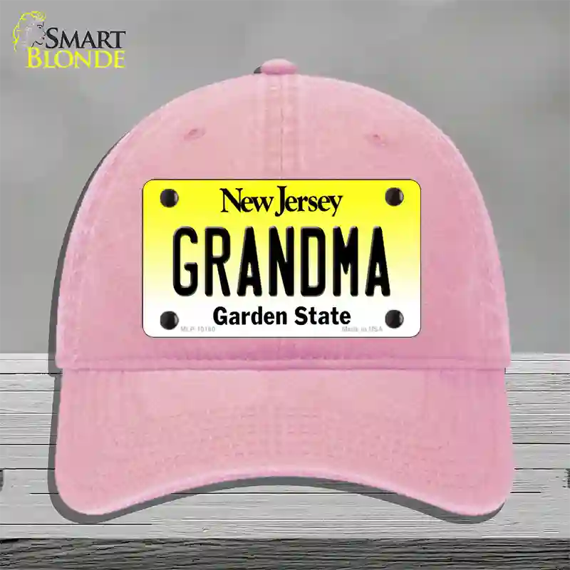 Grandma New Jersey Novelty License Plate Hat Unconstructed Cotton / Pink