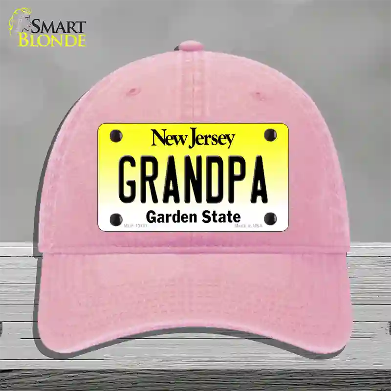 Grandpa New Jersey Novelty License Plate Hat Unconstructed Cotton / Pink