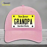 Grandpa New Jersey Novelty License Plate Hat Unconstructed Cotton / Pink