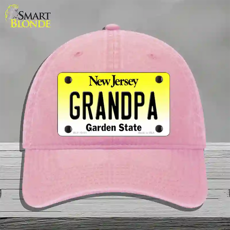 Grandpa New Jersey Novelty License Plate Hat Unconstructed Cotton / Pink