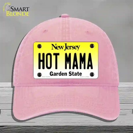 Hot Mama New Jersey Novelty License Plate Hat Unconstructed Cotton / Pink