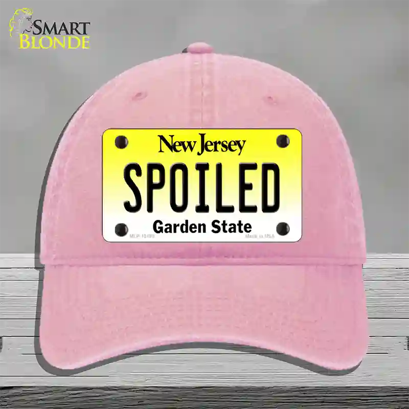 Spoiled New Jersey Novelty License Plate Hat Unconstructed Cotton / Pink