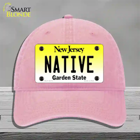 Native New Jersey Novelty License Plate Hat Unconstructed Cotton / Pink