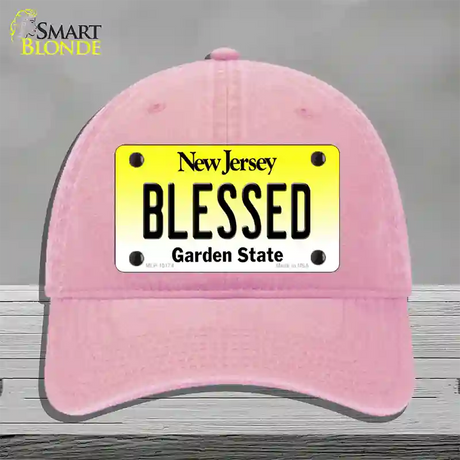 Blessed New Jersey Novelty License Plate Hat Unconstructed Cotton / Pink