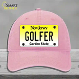 Golfer New Jersey Novelty License Plate Hat Unconstructed Cotton / Pink