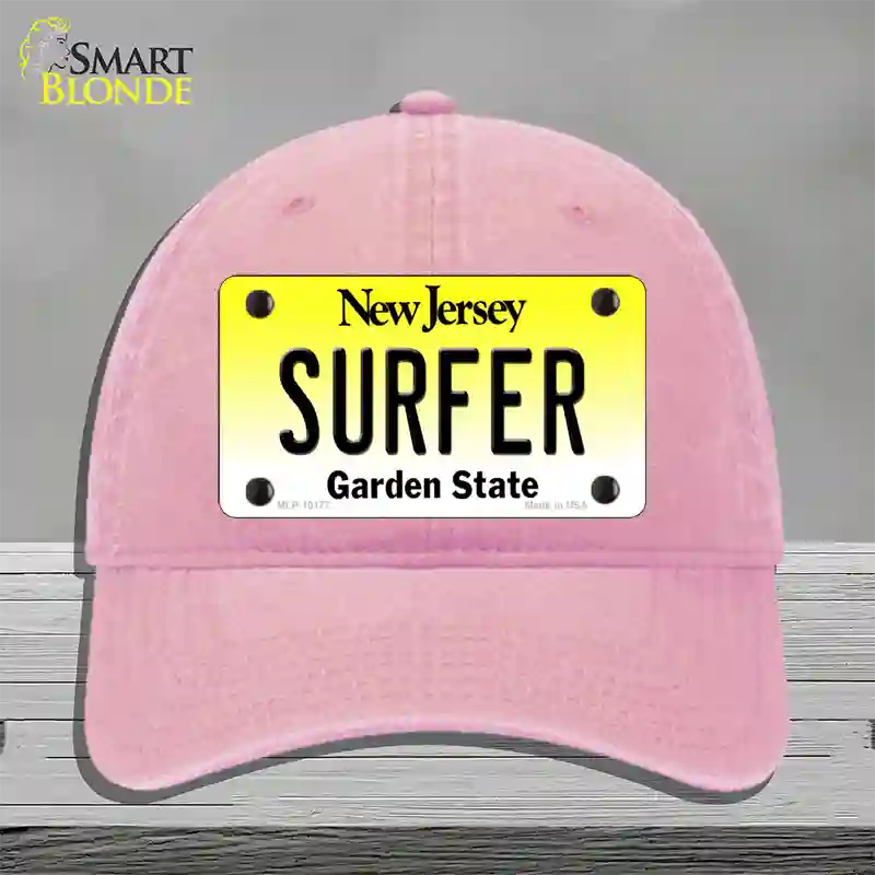 Surfer New Jersey Novelty License Plate Hat Unconstructed Cotton / Pink