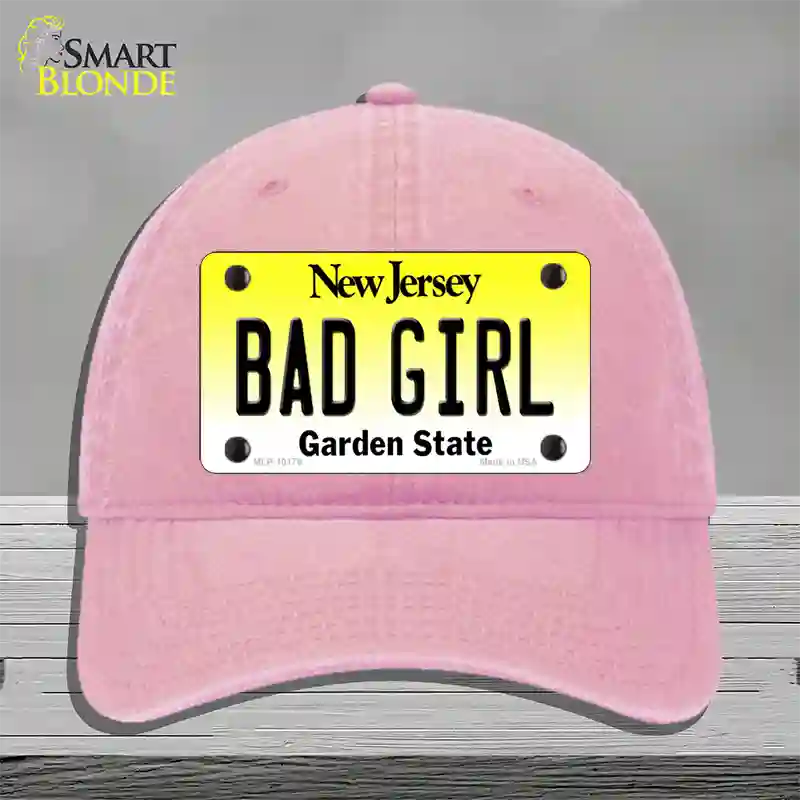 Bad Girl New Jersey Novelty License Plate Hat Unconstructed Cotton / Pink