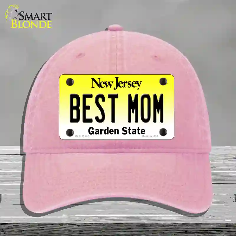 Best Mom New Jersey Novelty License Plate Hat Unconstructed Cotton / Pink