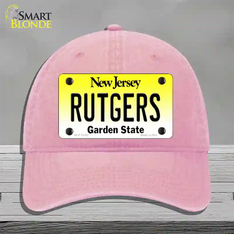 Rutgers New Jersey Novelty License Plate Hat Unconstructed Cotton / Pink