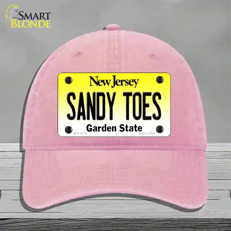 Sandy Toes New Jersey Novelty License Plate Hat Unconstructed Cotton / Pink