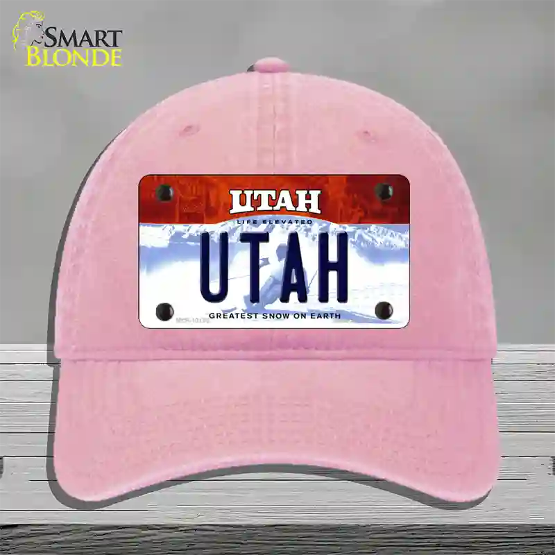 Utah Life Elevated Novelty License Plate Hat Unconstructed Cotton / Pink