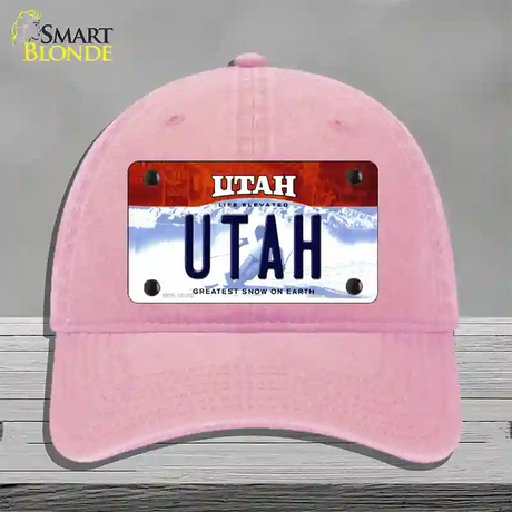 Utah Life Elevated Novelty License Plate Hat Unconstructed Cotton / Pink