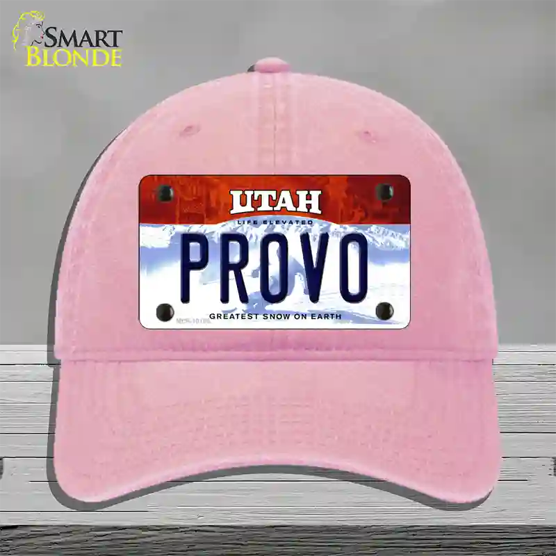 Provo Utah Novelty License Plate Hat Unconstructed Cotton / Pink