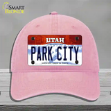 Park City Utah Novelty License Plate Hat Unconstructed Cotton / Pink