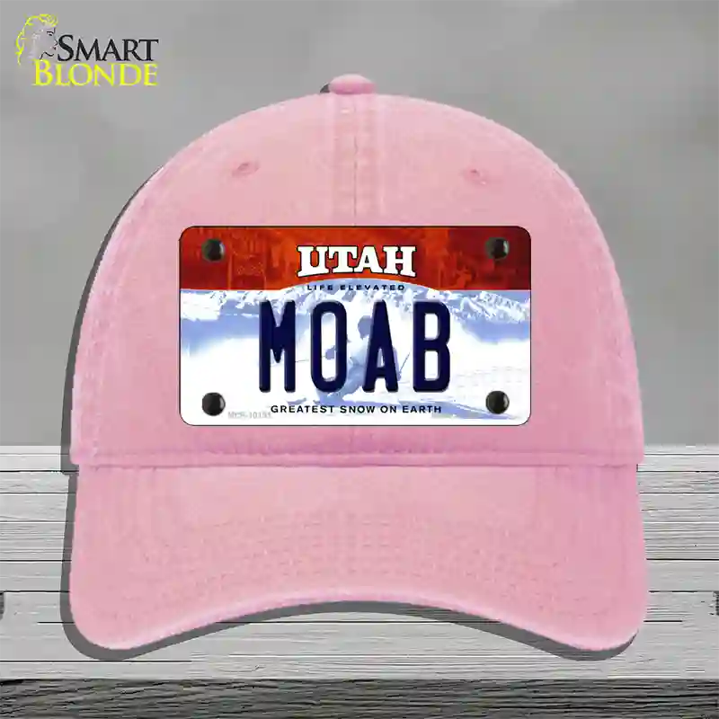 Moab Utah Novelty License Plate Hat Unconstructed Cotton / Pink