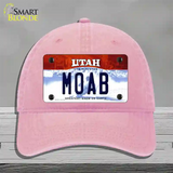 Moab Utah Novelty License Plate Hat Unconstructed Cotton / Pink