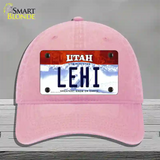 Lehi Utah Novelty License Plate Hat Unconstructed Cotton / Pink