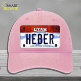 Heber Utah Novelty License Plate Hat Unconstructed Cotton / Pink