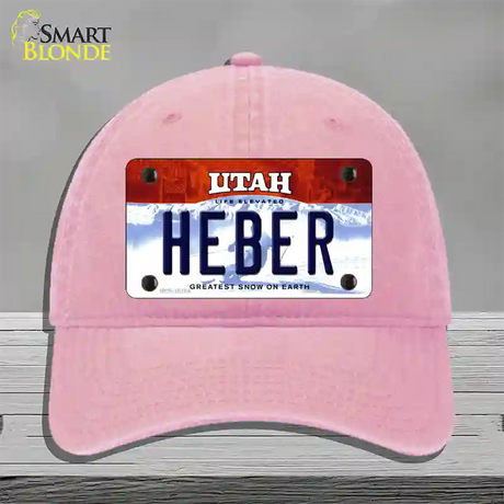 Heber Utah Novelty License Plate Hat Unconstructed Cotton / Pink