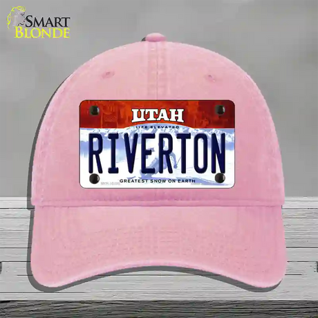 Riverton Utah Novelty License Plate Hat Unconstructed Cotton / Pink