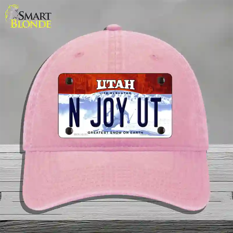 N Joy UT Utah Novelty License Plate Hat Unconstructed Cotton / Pink