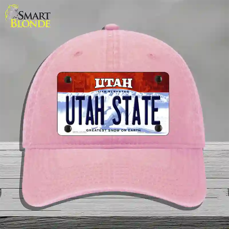 Utah State Utah Novelty License Plate Hat Unconstructed Cotton / Pink