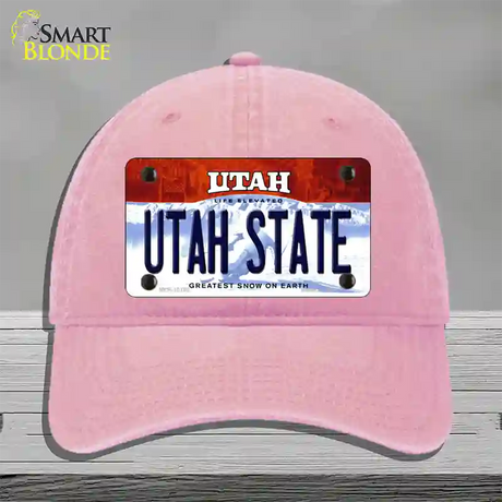 Utah State Utah Novelty License Plate Hat Unconstructed Cotton / Pink